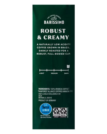 Barissimo German Roasted Dark Roast Coffee, Low Acidity, 17.6 oz.