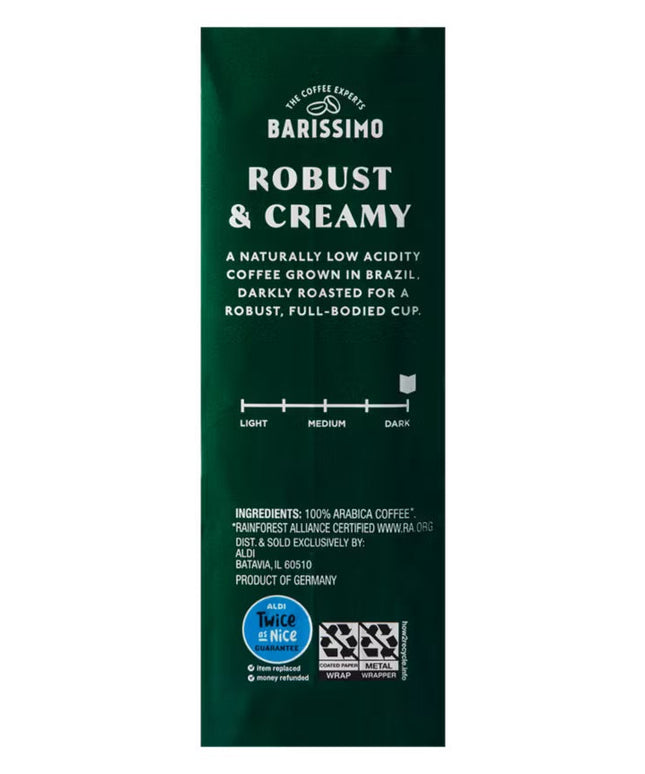 Barissimo German Roasted Dark Roast Coffee, Low Acidity, 17.6 oz.