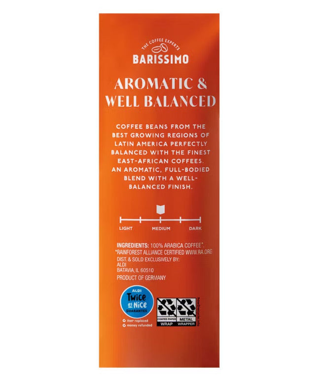 Barissimo German Roasted Medium Roast Ground Coffee, Low Acidity, 17.6 oz.