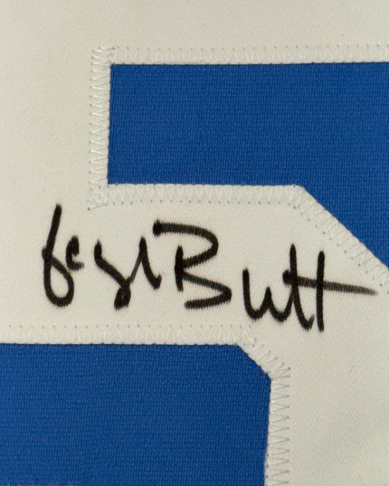 Framed Autographed/Signed George Brett 35x39 Kansas City Blue Baseball Jersey JSA COA