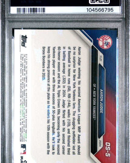 Graded 2024 Topps Now Aaron Judge #OS5 Offseason Baseball Card PSA 10 Gem Mint