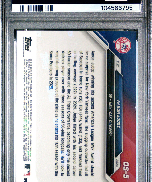 Graded 2024 Topps Now Aaron Judge #OS5 Offseason Baseball Card PSA 10 Gem Mint