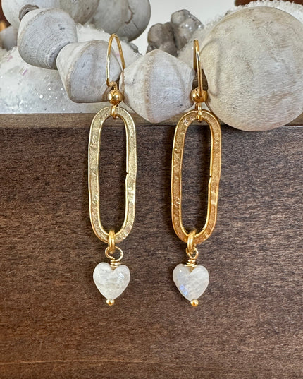 Gemstone Heart Dangle Earrings