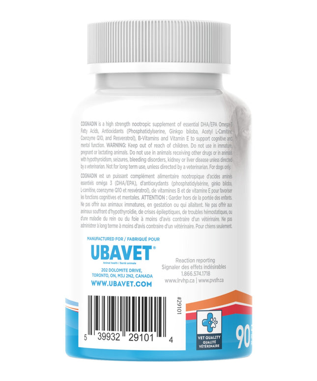 UBAVET Cognadin Memory & Brain Support for Senior Dogs – (90 ct)