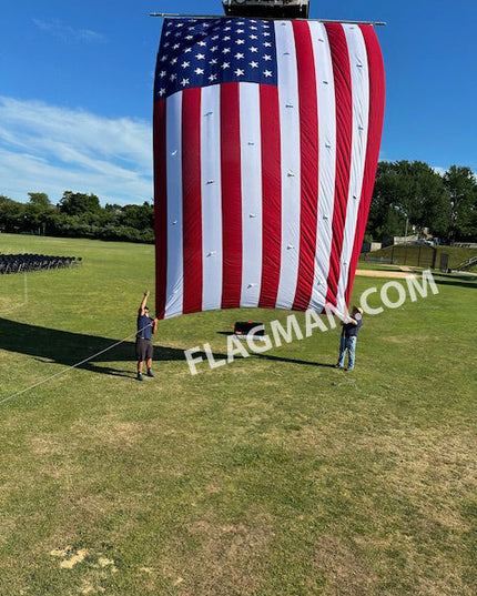 Polyester American Flag with Wind Slits for Hanging on Fire Trucks & Cranes *Made in USA*