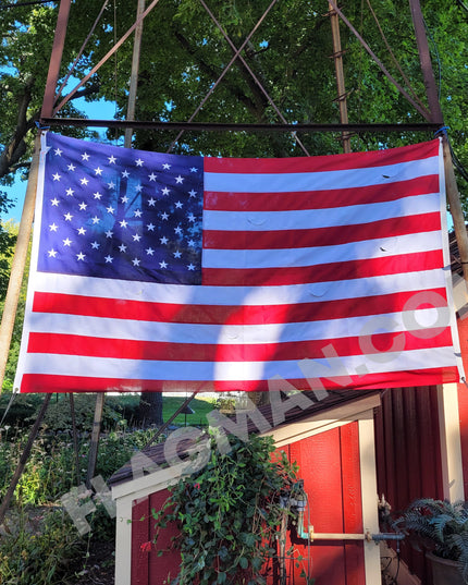 Polyester American Flag with Wind Slits for Hanging on Fire Trucks & Cranes *Made in USA*