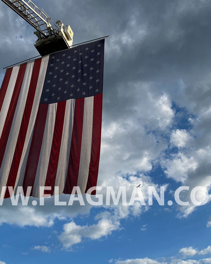 Polyester American Flag with Wind Slits for Hanging on Fire Trucks & Cranes *Made in USA*