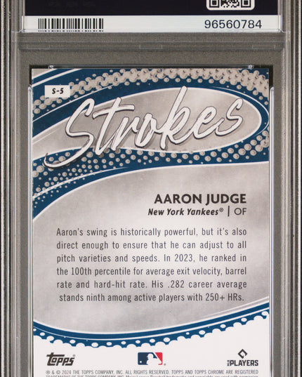 Graded 2024 Topps Chrome Aaron Judge #S5 Strokes Baseball Card PSA 10 Gem Mint