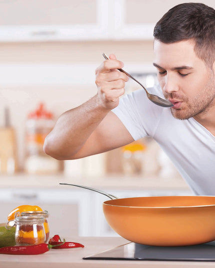 MASTERPAN Ceramic Nonstick Copper Color Wok & Glass Lid, 12" (30cm)