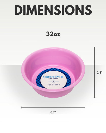 Country Living Set of 2 Coated Stainless Steel Heavy Dog Bowls - Ideal for Medium to Large Breeds