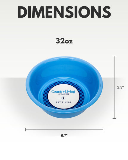 Country Living Set of 2 Coated Stainless Steel Heavy Dog Bowls - Ideal for Medium to Large Breeds