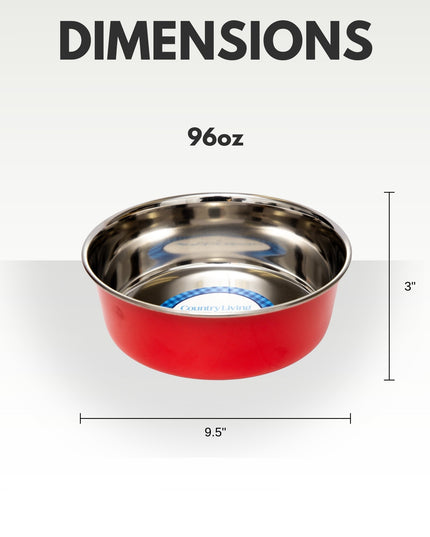 Country Living Set of 2 Heavy Gauge Stainless Steel Dog Bowls - Perfect for Food & Water