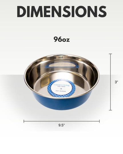 Country Living Set of 2 Heavy Gauge Stainless Steel Dog Bowls - Perfect for Food & Water