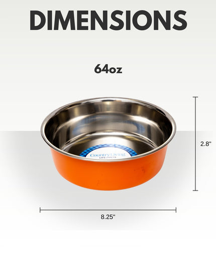 Country Living Set of 2 Heavy Gauge Stainless Steel Dog Bowls - Perfect for Food & Water