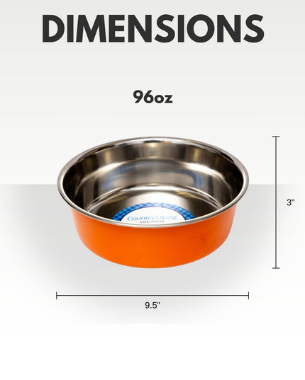 Country Living Set of 2 Heavy Gauge Stainless Steel Dog Bowls - Perfect for Food & Water