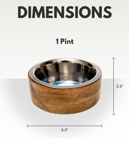Country Living Stainless Steel Dog Bowl with Cylindrical Mango Wood Holder