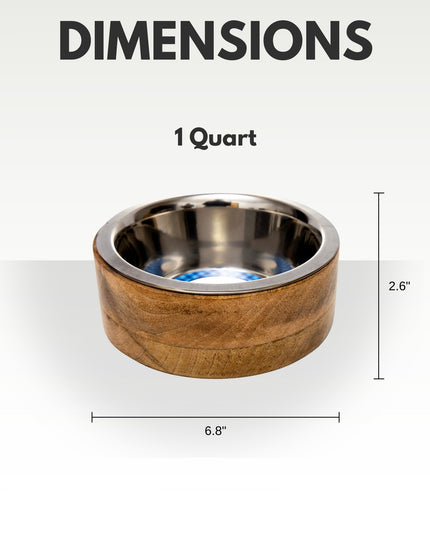 Country Living Stainless Steel Dog Bowl with Cylindrical Mango Wood Holder