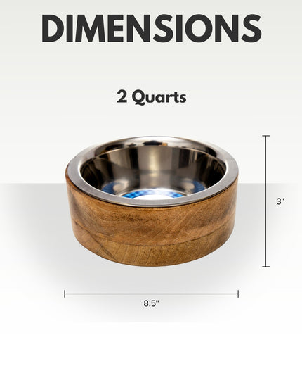 Country Living Stainless Steel Dog Bowl with Cylindrical Mango Wood Holder