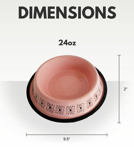 Non-Skid Boho Stainless Steel Dog Bowl – with Whimsical Unicorn Design, Silicone Base for Medium Dogs – 24oz