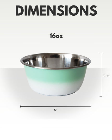 Deep Dog Bowl – Stainless Steel Bowl, Ideal for Small, Medium & Large Dogs – Mint Green