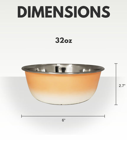 Deep Dog Bowl – Stainless Steel Bowl, Ideal for Small, Medium & Large Dogs – Peach Coral