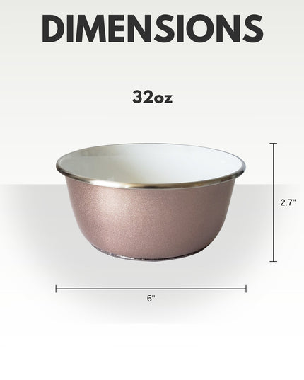 Deep Dog Bowl with Paw Print Design – Stainless Steel Bowl, Ideal for Small, Medium to Large Dogs – Rose Gold