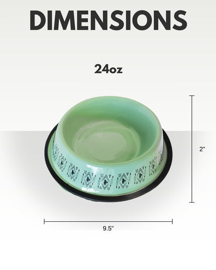 Non-Skid Boho Stainless Steel Dog Bowl – with Whimsical Unicorn Design, Silicone Base for Medium Dogs – 24oz