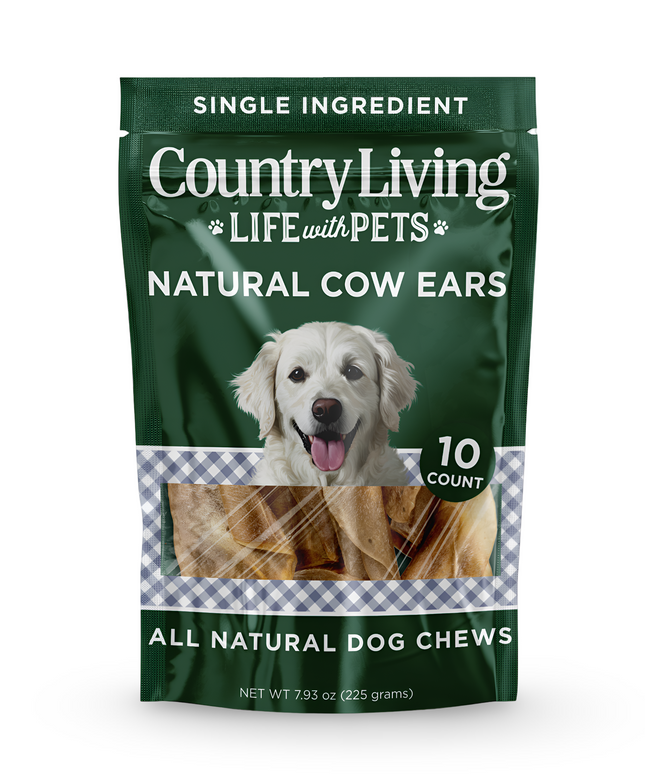 Country Living Natural Cow Ears Dog Chews – 10 Count Bag – All-Natural, Single-Ingredient, Long-Lasting Dog Chews – High-Protein, Low-Fat, Rawhide-Free – Supports Dental Health
