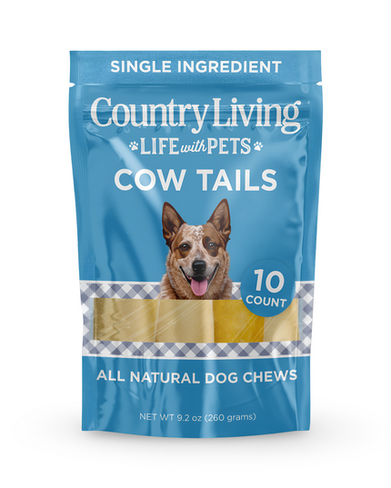 Country Living 5”-7” Cow Tails Dog Chews – 10 Count Bag – All-Natural, Single-Ingredient, Long-Lasting Beef Chews – High-Protein, Grain-Free – Promotes Dental Health