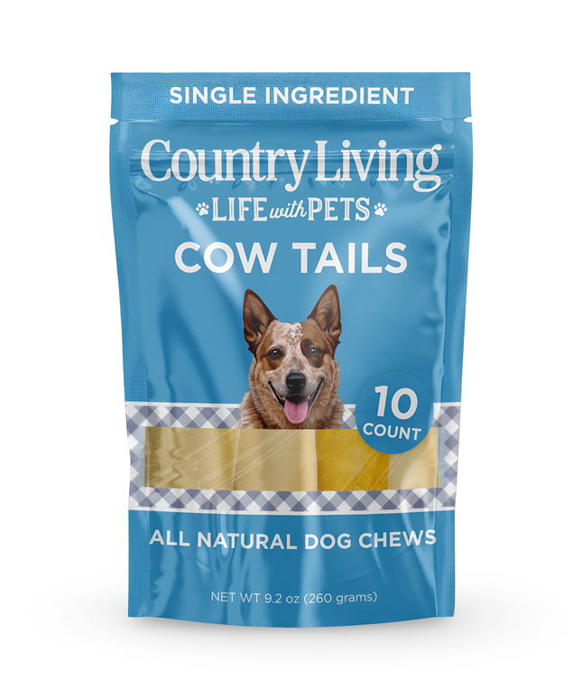 Country Living 5”-7” Cow Tails Dog Chews – 10 Count Bag – All-Natural, Single-Ingredient, Long-Lasting Beef Chews – High-Protein, Grain-Free – Promotes Dental Health