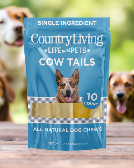 Country Living 5”-7” Cow Tails Dog Chews – 10 Count Bag – All-Natural, Single-Ingredient, Long-Lasting Beef Chews – High-Protein, Grain-Free – Promotes Dental Health
