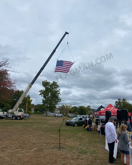 Polyester American Flag with Wind Slits for Hanging on Fire Trucks & Cranes *Made in USA*
