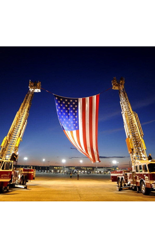 Polyester American Flag with Wind Slits for Hanging on Fire Trucks & Cranes *Made in USA*