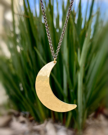 Crescent Moon Necklace in Brass | Moon Phase Necklace