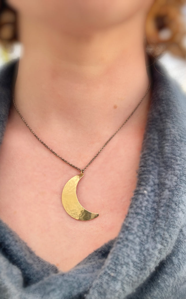Crescent Moon Necklace in Brass | Moon Phase Necklace