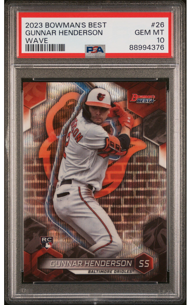 Graded 2023 Topps Bowmans Best Gunnar Henderson #26 Wave Rookie RC Baseball Card PSA 10 Gem Mint