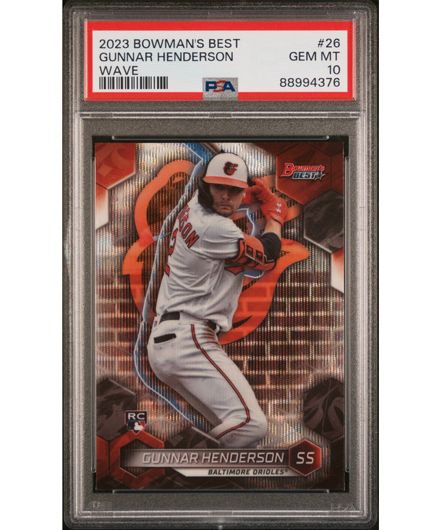 Graded 2023 Topps Bowmans Best Gunnar Henderson #26 Wave Rookie RC Baseball Card PSA 10 Gem Mint