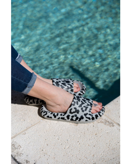 Ready to Ship | Gray Leopard Insanely Comfy -Beach or Casual Slides*