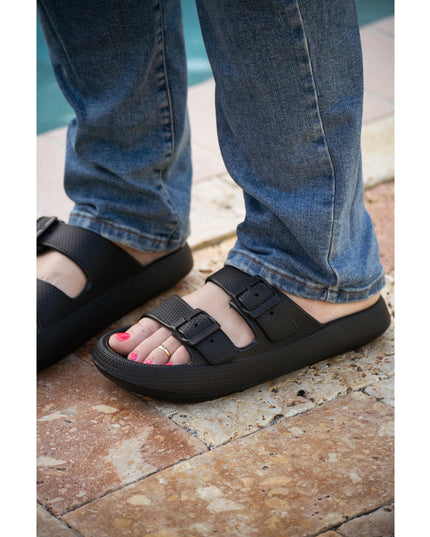 Ready to Ship | Black Buckle Slides