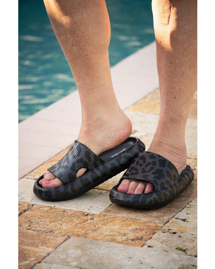 Ready to Ship | BLACK LEOPARD  Insanely Comfy -Beach or Casual Slides