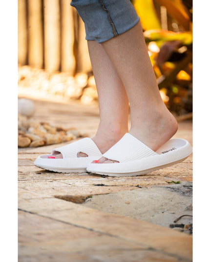 Ready to Ship | Solid White Insanely Comfy -Beach or Casual Slides