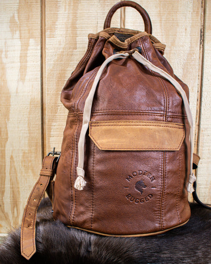 Leather Bucket Bag - Brown