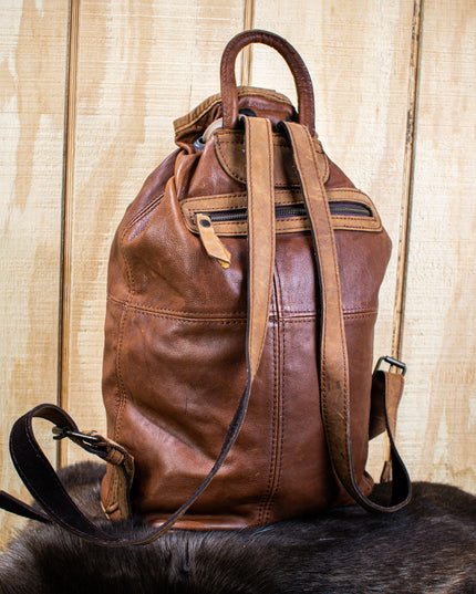 Leather Bucket Bag - Brown