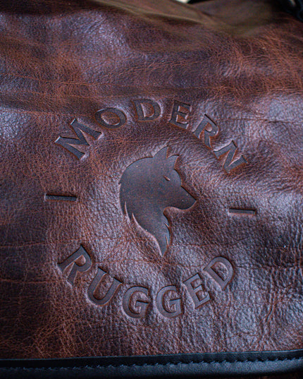 Leather Hide Laptop Bag- Rustic Merlot and Black (Buckles)