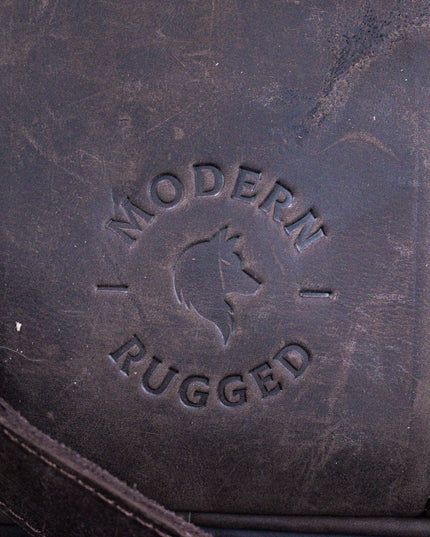 Leather Hide Laptop Bag- Weathered Mahogany (Buckles)