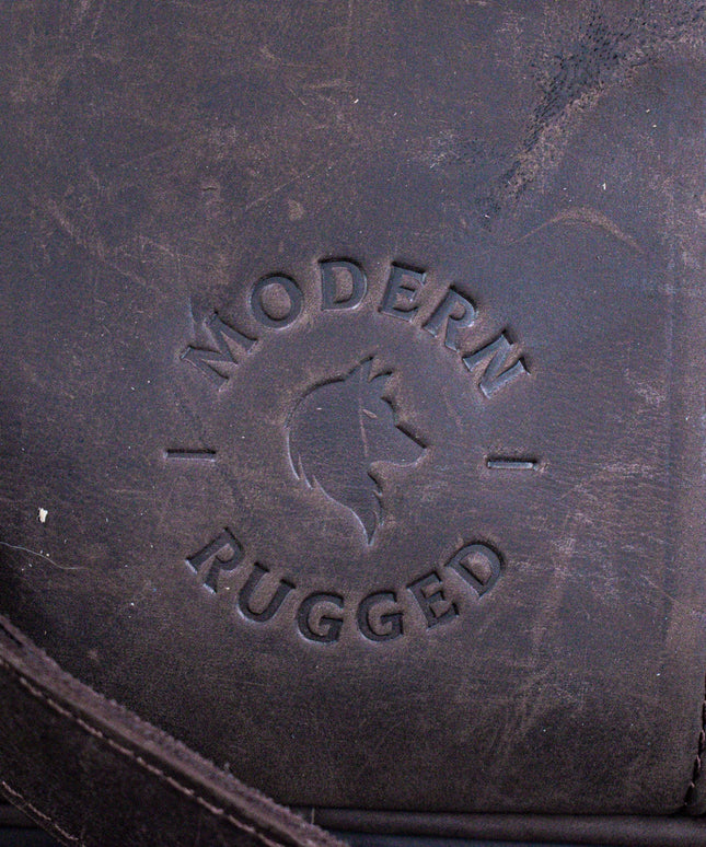 Leather Hide Laptop Bag- Weathered Mahogany (Buckles)