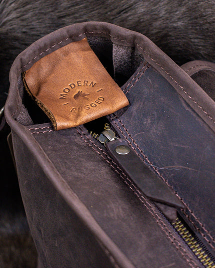Leather Hide Laptop Bag- Weathered Mahogany (Buckles)