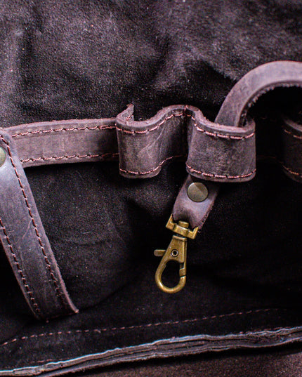 Leather Hide Laptop Bag- Weathered Mahogany (Buckles)
