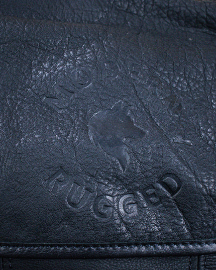 Leather Hide Laptop Bag- Black (Buckles)