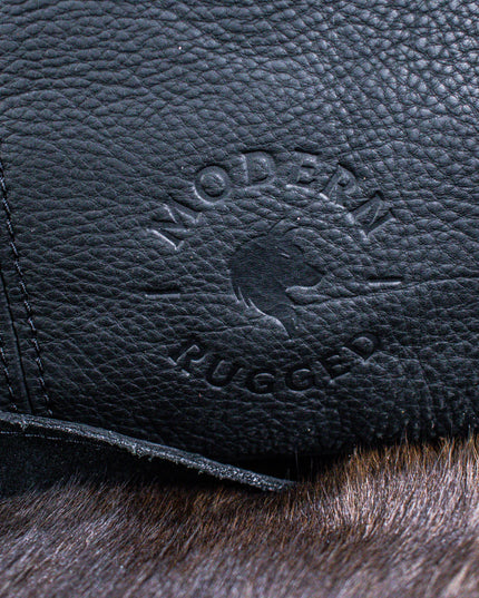 Leather Hide Laptop Bag- Black (Buckles)